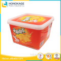 3.5L Biscuit Containers Colorful Plastic in Packageing Boxes, IML Square High Quality Plastic Cracker Boxes